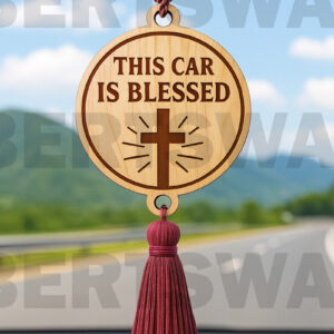 Intra απο ξύλο plywood 3mm-4mm πάχος – This Car is Blessed – Car Charm Δίασταση  20x20 cm INTRAFABR-124433617
