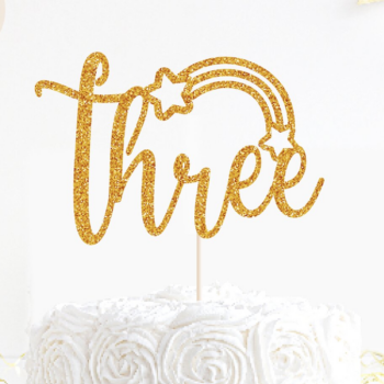 Intra απο ξύλο plywood 3mm-4mm πάχος – Τρεις τούρτα γενεθλίων Topper Δίασταση 20x20 cm INTRAFABR-72743450 - Image 1