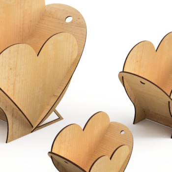 Intra απο ξύλο plywood 3mm-4mm πάχος – Πρότυπο κοπής με λέιζερ τρία μπολ καρδιάς Δίασταση  20x20 cm INTRAFABR-91582391 - Image 2