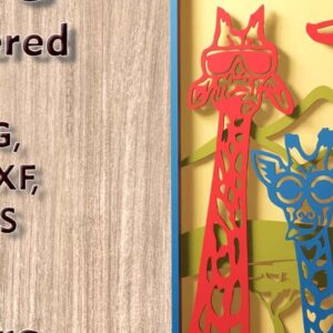 Intra απο ξύλο plywood 3mm-4mm πάχος – Αρχεία πολλαπλών επιπέδων 3D Three Giraffes Δίασταση 20x20 cm INTRAFABR-109489489