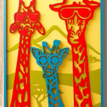 Intra απο ξύλο plywood 3mm-4mm πάχος – Αρχεία πολλαπλών επιπέδων 3D Three Giraffes Δίασταση  20x20 cm INTRAFABR-109489489 - Image 2