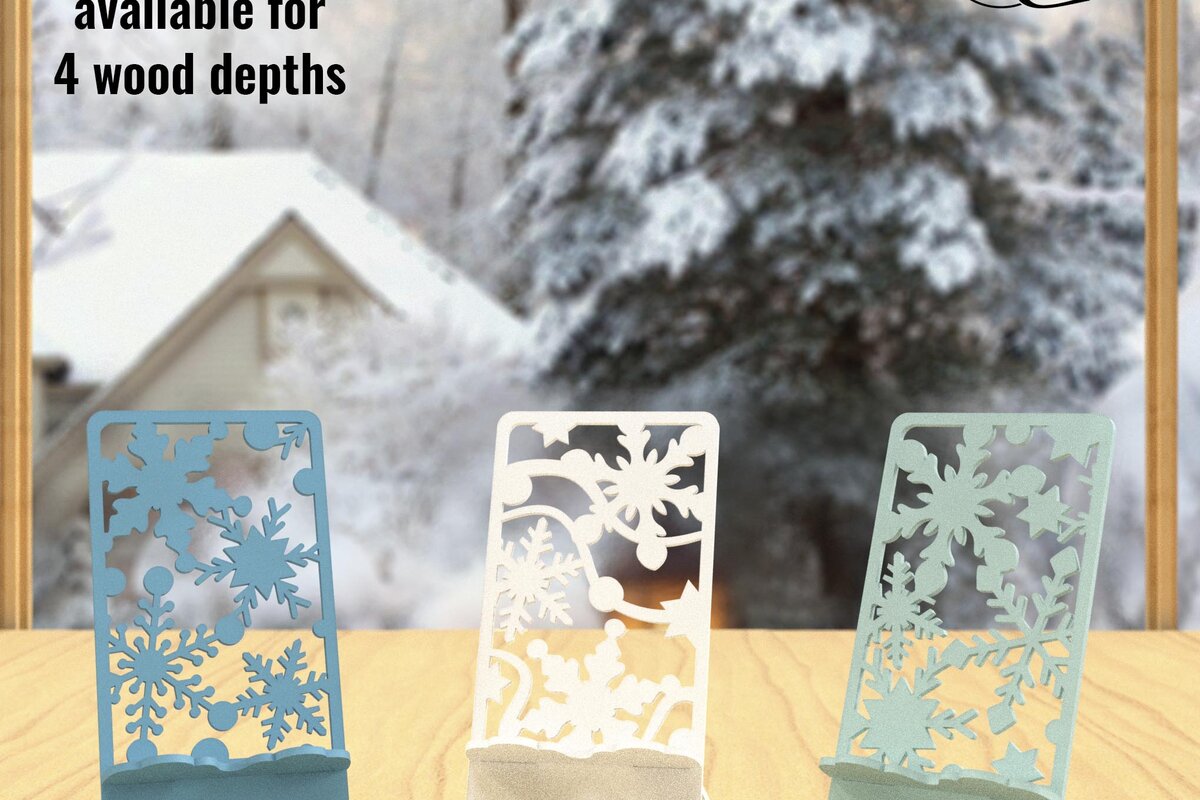 Intra απο ξύλο plywood 3mm-4mm πάχος – Τρεις βάσεις τηλεφώνου Snowflake Δίασταση  20x20 cm INTRAFABR-84167258