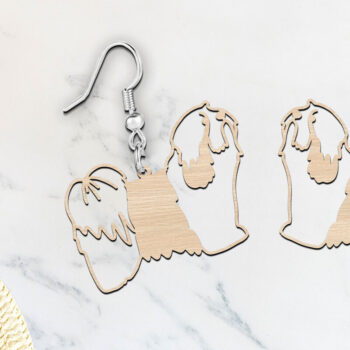 Intra απο ξύλο plywood 3mm-4mm πάχος – Θιβετιανά σκουλαρίκια σκυλιών τεριέ με λέιζερ Δίασταση  5x5 cm INTRAFABR-119133434 - Image 2