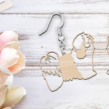 Intra απο ξύλο plywood 3mm-4mm πάχος – Θιβετιανά σκουλαρίκια σκυλιών τεριέ με λέιζερ Δίασταση  5x5 cm INTRAFABR-119133434 - Image 3