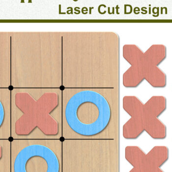 Intra απο ξύλο plywood 3mm-4mm πάχος – Αρχείο κοπής με λέιζερ επιτραπέζιο παιχνίδι Tic Tac Toe Δίασταση  20x20 cm INTRAFABR-62537970 - Image 1