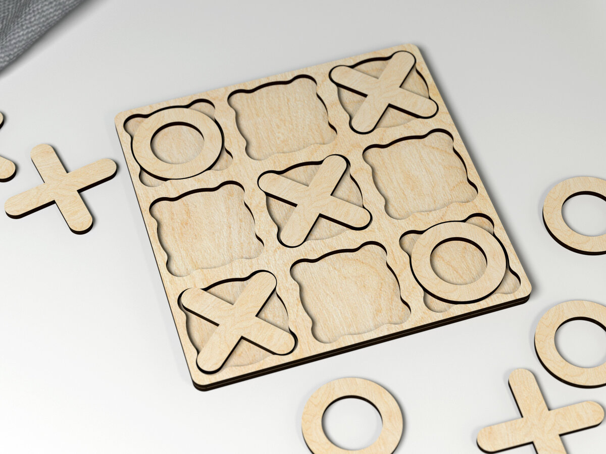 Intra απο ξύλο plywood 3mm-4mm πάχος – Παιχνίδι Tic Tac Toe Δίασταση  20x20 cm INTRAFABR-27336149