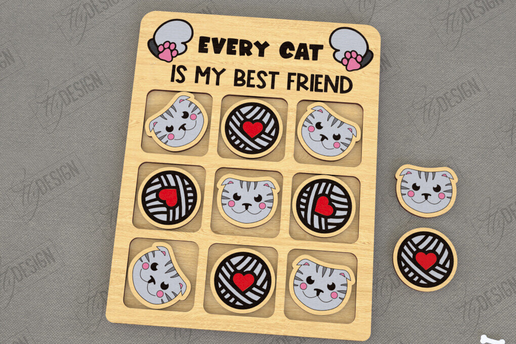 Intra απο ξύλο plywood 3mm-4mm πάχος – Tic Tac Toe | Νότες και Σταυροί | Κατοικίδια Δίασταση  20x20 cm INTRAFABR-119473692