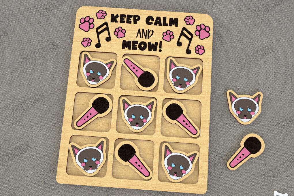 Intra απο ξύλο plywood 3mm-4mm πάχος – Tic Tac Toe | Νότες και Σταυροί | Κατοικίδια Δίασταση  20x20 cm INTRAFABR-119473667