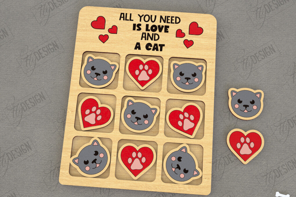 Intra απο ξύλο plywood 3mm-4mm πάχος – Tic Tac Toe | Νότες και Σταυροί | Κατοικίδια Δίασταση  20x20 cm INTRAFABR-119473669