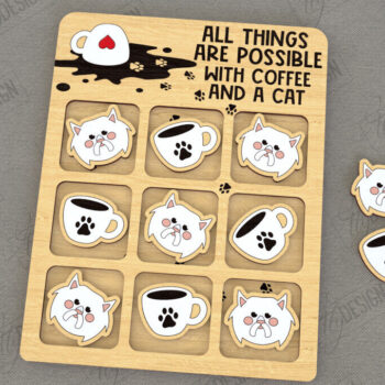 Intra απο ξύλο plywood 3mm-4mm πάχος – Tic Tac Toe | Νότες και Σταυροί | Κατοικίδια Δίασταση  20x20 cm INTRAFABR-119473676 - Image 1