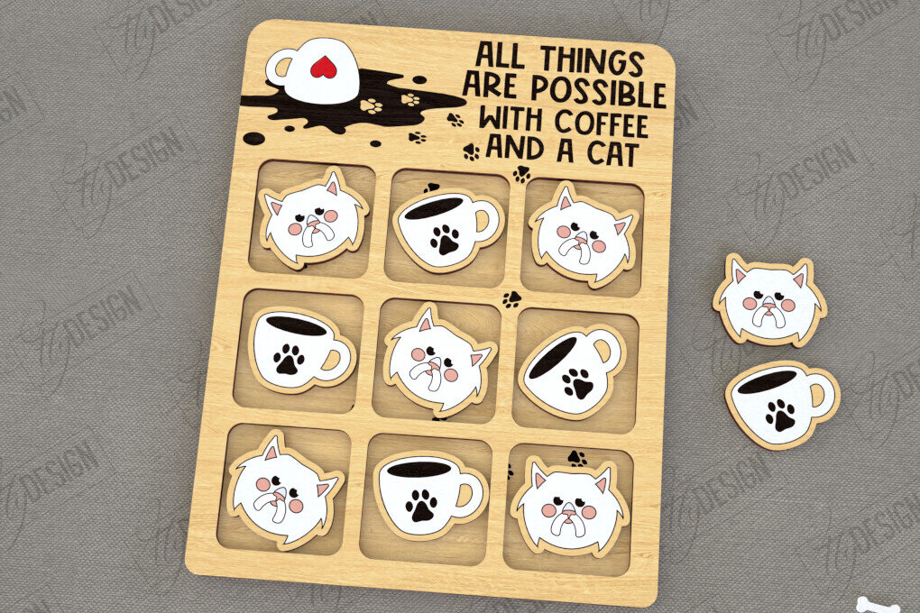 Intra απο ξύλο plywood 3mm-4mm πάχος – Tic Tac Toe | Νότες και Σταυροί | Κατοικίδια Δίασταση  20x20 cm INTRAFABR-119473676