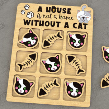 Intra απο ξύλο plywood 3mm-4mm πάχος – Tic Tac Toe | Νότες και Σταυροί | Κατοικίδια Δίασταση  20x20 cm INTRAFABR-119473688 - Image 1