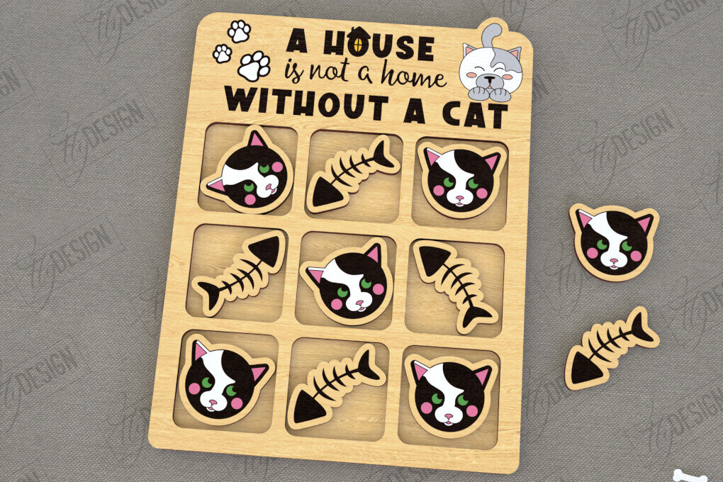 Intra απο ξύλο plywood 3mm-4mm πάχος – Tic Tac Toe | Νότες και Σταυροί | Κατοικίδια Δίασταση  20x20 cm INTRAFABR-119473688