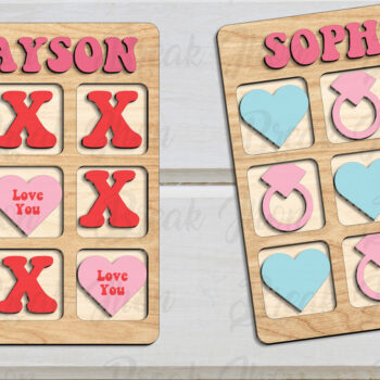 Intra απο ξύλο plywood 3mm-4mm πάχος – Tic Tac Toe Valentine Δίασταση  20x20 cm INTRAFABR-114049691 - Image 1