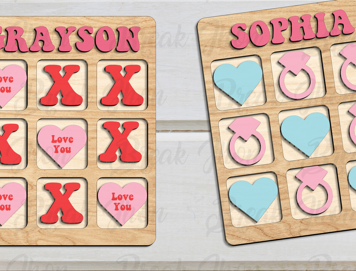 Intra απο ξύλο plywood 3mm-4mm πάχος – Tic Tac Toe Valentine Δίασταση  20x20 cm INTRAFABR-114049691