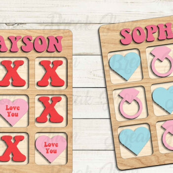 Intra απο ξύλο plywood 3mm-4mm πάχος – Tic Tac Toe Valentine Δίασταση  20x20 cm INTRAFABR-114049691 - Image 2