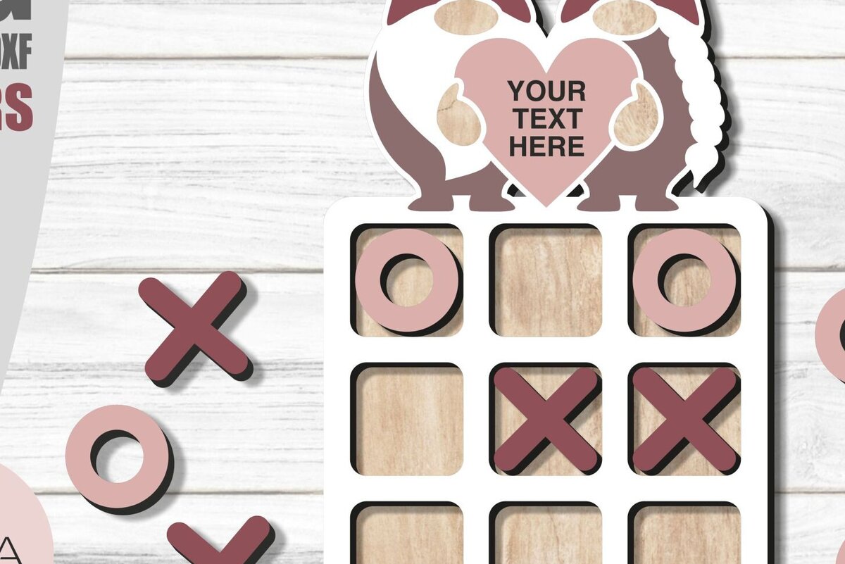 Intra απο ξύλο plywood 3mm-4mm πάχος – Tic Tac Toe Ημέρα του Αγίου Βαλεντίνου Δίασταση  20x20 cm INTRAFABR-86979657 - Image 1