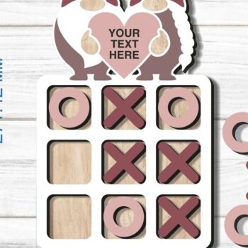 Intra απο ξύλο plywood 3mm-4mm πάχος – Tic Tac Toe Ημέρα του Αγίου Βαλεντίνου Δίασταση  20x20 cm INTRAFABR-86979657 - Image 3