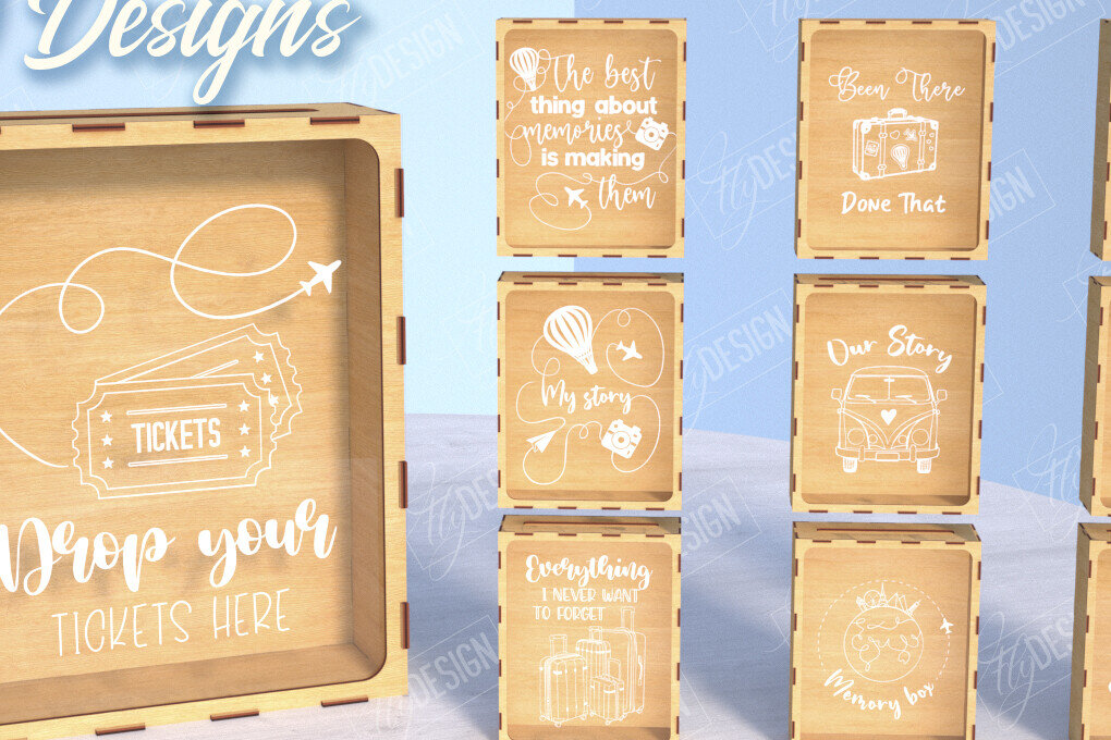 Intra απο ξύλο plywood 3mm-4mm πάχος – Ticket Stub Memory Box Πακέτο κοπής λέιζερ Δίασταση  20x20 cm INTRAFABR-104004228