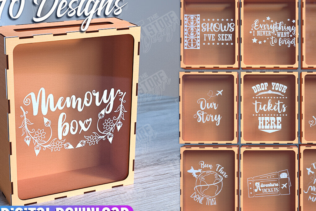 Intra απο ξύλο plywood 3mm-4mm πάχος – Ticket Stub Memory Box Πακέτο κοπής λέιζερ Δίασταση  20x20 cm INTRAFABR-102242832