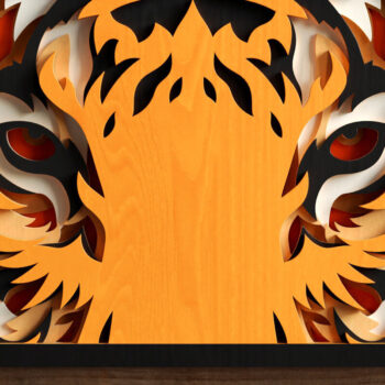 Intra απο ξύλο plywood 3mm-4mm πάχος – Tiger 3D Layered | Αρχείο κοπής με λέιζερ ζώων Δίασταση 20x20 cm INTRAFABR-24585992 - Image 1