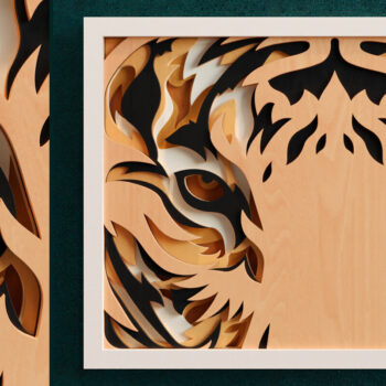 Intra απο ξύλο plywood 3mm-4mm πάχος – Tiger 3D Layered | Αρχείο κοπής με λέιζερ ζώων Δίασταση  20x20 cm INTRAFABR-24585992 - Image 2