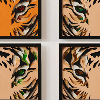 Intra απο ξύλο plywood 3mm-4mm πάχος – Tiger 3D Layered | Αρχείο κοπής με λέιζερ ζώων Δίασταση 20x20 cm INTRAFABR-24585992 - Image 3