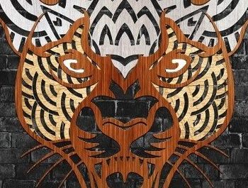 Intra απο ξύλο plywood 3mm-4mm πάχος – Χειροτεχνία προσώπου Tiger Δίασταση  20x20 cm INTRAFABR-32869226 - Image 1