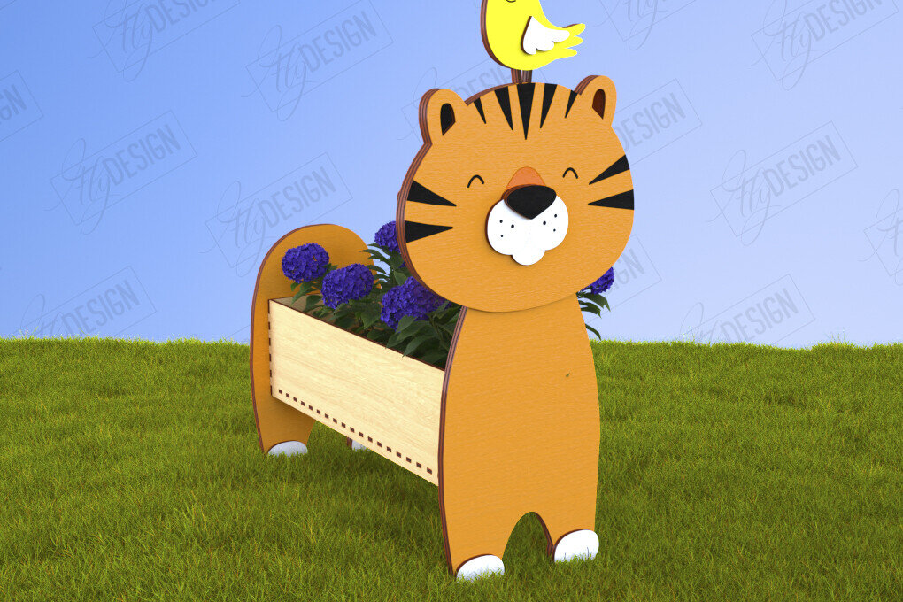 Intra απο ξύλο plywood 3mm-4mm πάχος – Tiger Flower Stand | Κήπος Δίασταση  20x20 cm INTRAFABR-120427628