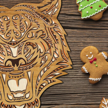 Intra απο ξύλο plywood 3mm-4mm πάχος – Αρχεία κοπής με λέιζερ πολλαπλών στρώσεων Tiger Δίασταση  20x20 cm INTRAFABR-19915769 - Image 2