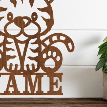 Intra απο ξύλο plywood 3mm-4mm πάχος – Πρότυπο κοπής λέιζερ Name Tiger Δίασταση  20x20 cm INTRAFABR-77504744 - Image 1