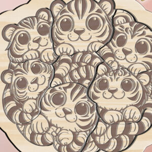 Intra απο ξύλο plywood 3mm-4mm πάχος – Αρχείο κοπής με λέιζερ για παιδιά Tiger Puzzle Δίασταση 20x20 cm INTRAFABR-107631662