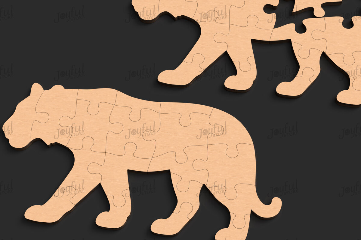 Intra απο ξύλο plywood 3mm-4mm πάχος – Σετ παιχνιδιών Tiger Puzzle για παιδιά Δίασταση  20x20 cm INTRAFABR-123421317