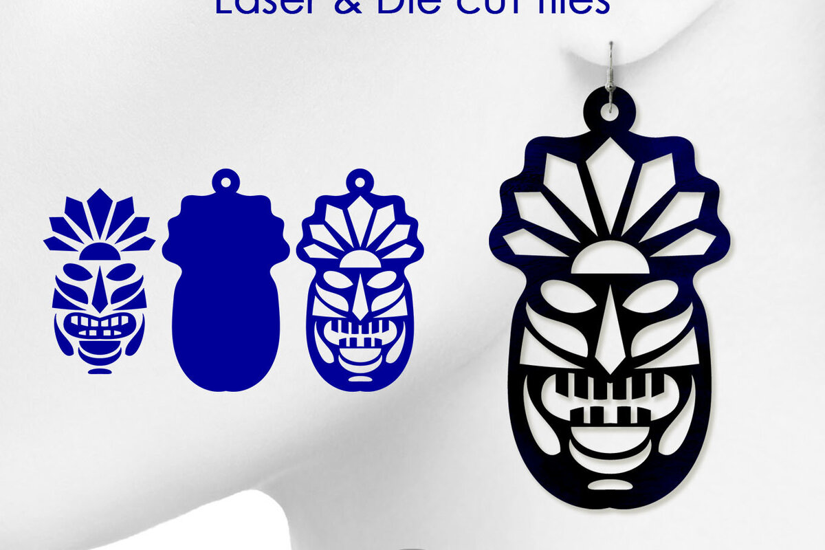 Intra απο ξύλο plywood 3mm-4mm πάχος – Σκουλαρίκια Tiki, Αρχεία Δίασταση  5x5 cm INTRAFABR-13569979