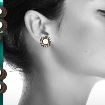 Intra απο ξύλο plywood 3mm-4mm πάχος – Μικροσκοπικά σκουλαρίκια Sun Design Δίασταση  5x5 cm INTRAFABR-122246249 - Image 1