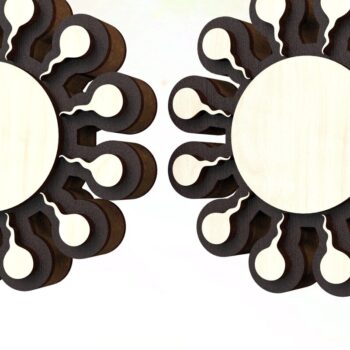 Intra απο ξύλο plywood 3mm-4mm πάχος – Μικροσκοπικά σκουλαρίκια Sun Design Δίασταση  5x5 cm INTRAFABR-122246249 - Image 2