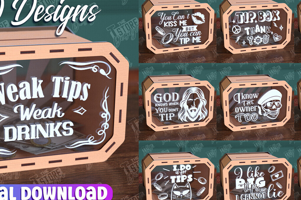 Intra απο ξύλο plywood 3mm-4mm πάχος – Tip Box Δέσμη σχεδίασης κοπής με λέιζερ|Κουτί νομισμάτων Δίασταση  20x20 cm INTRAFABR-98591694