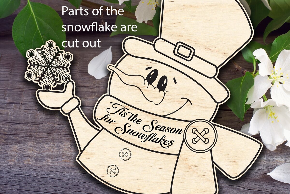 Intra απο ξύλο plywood 3mm-4mm πάχος – Αυτή είναι η εποχή για το σημάδι των νιφάδων χιονιού Δίασταση  20x20 cm INTRAFABR-32693066