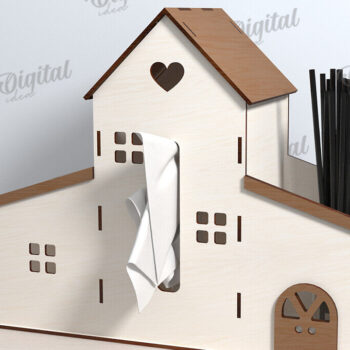 Intra απο ξύλο plywood 3mm-4mm πάχος – Tissue Box Κοπή Laser. Στήριγμα ιστού Δίασταση  20x20 cm INTRAFABR-116900286 - Image 1