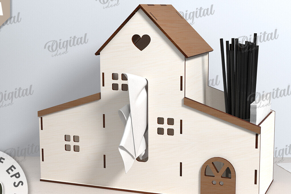 Intra απο ξύλο plywood 3mm-4mm πάχος – Tissue Box Κοπή Laser. Στήριγμα ιστού Δίασταση  20x20 cm INTRAFABR-116900286