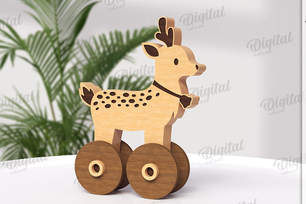 Intra απο ξύλο plywood 3mm-4mm πάχος – Παιχνίδι για νήπια με ρόδες Δίασταση  20x20 cm INTRAFABR-122195321