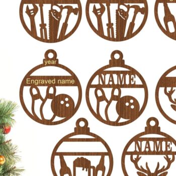 Intra απο ξύλο plywood 3mm-4mm πάχος – Χριστούγεννα εργαλείο, μπύρα, μπόουλινγκ και ελάφι Δίασταση  20x20 cm INTRAFABR-77142199 - Image 1