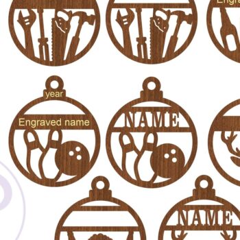 Intra απο ξύλο plywood 3mm-4mm πάχος – Χριστούγεννα εργαλείο, μπύρα, μπόουλινγκ και ελάφι Δίασταση  20x20 cm INTRAFABR-77142199 - Image 3