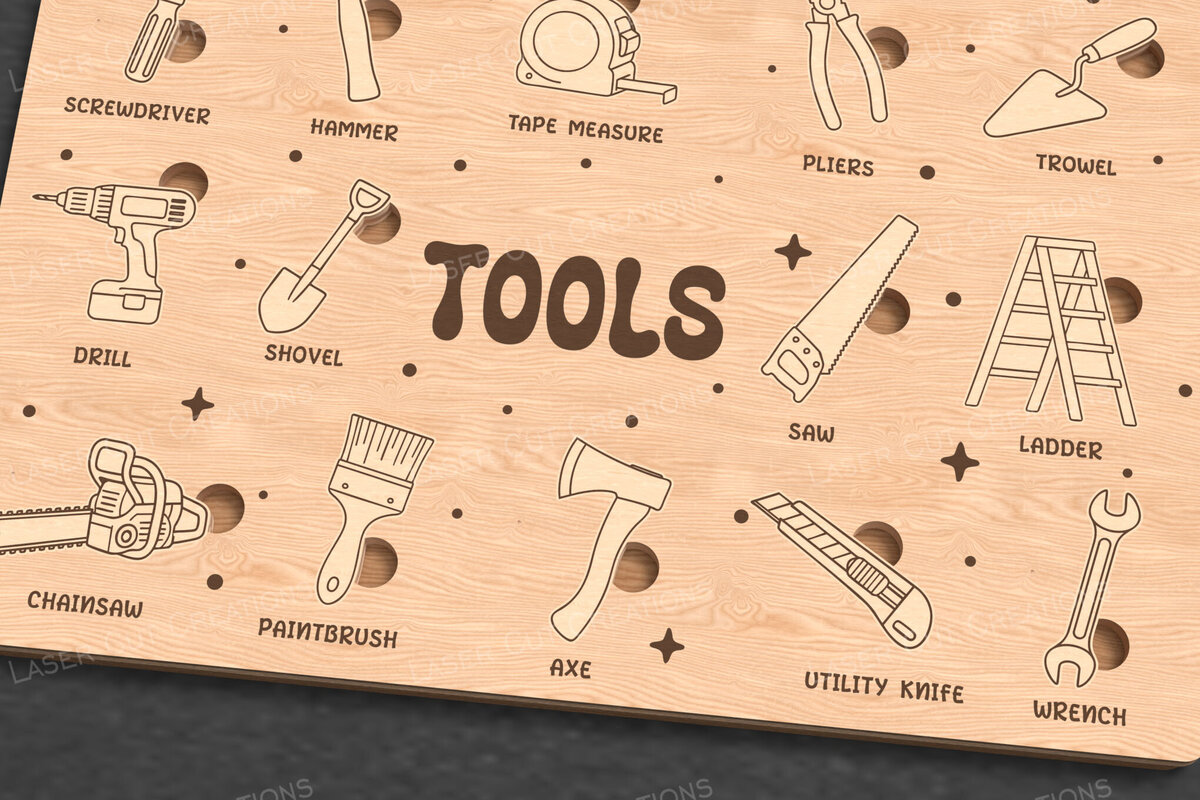 Intra απο ξύλο plywood 3mm-4mm πάχος – Εργαλεία παζλ για παιδιά - Δίασταση  20x20 cm INTRAFABR-123160768