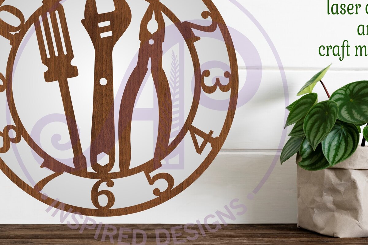 Intra απο ξύλο plywood 3mm-4mm πάχος – Εργαλεία Ρολόι τοίχου Αρχεία κοπής με λέιζερ, Δίασταση  40x30 cm INTRAFABR-100650987