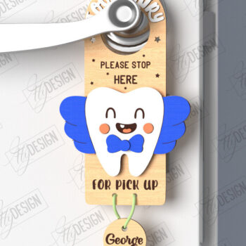 Intra απο ξύλο plywood 3mm-4mm πάχος – Tooth Fairy Door Hanger| CNC Δίασταση 20x20 cm INTRAFABR-122534952 - Image 1