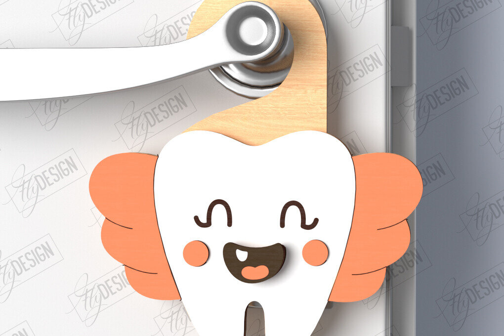 Intra απο ξύλο plywood 3mm-4mm πάχος – Tooth Fairy Door Hanger| CNC Δίασταση  20x20 cm INTRAFABR-122888289