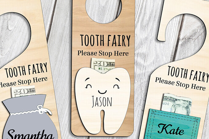 Intra απο ξύλο plywood 3mm-4mm πάχος – Tooth Fairy Door Hanger Θήκη χρημάτων Δίασταση  20x20 cm INTRAFABR-103574715