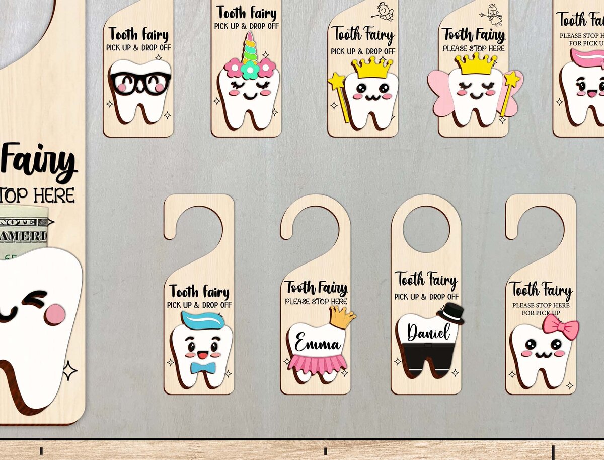 Intra απο ξύλο plywood 3mm-4mm πάχος – Tooth Fairy Hanger File Laser Δίασταση  20x20 cm INTRAFABR-97571400