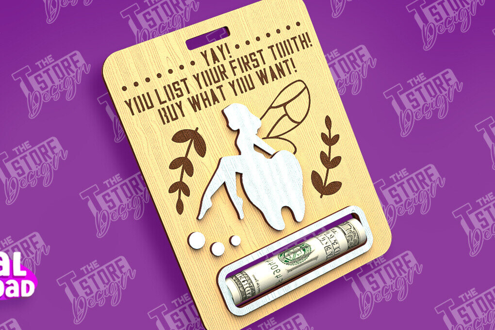 Intra απο ξύλο plywood 3mm-4mm πάχος – Tooth Fairy Money Card | Childs Design Δίασταση  40x30 cm INTRAFABR-97087381